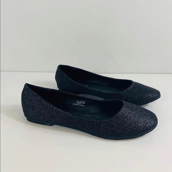 Brand New Size 6 Women’s Black Glitter Flats - Picture 5 of 7